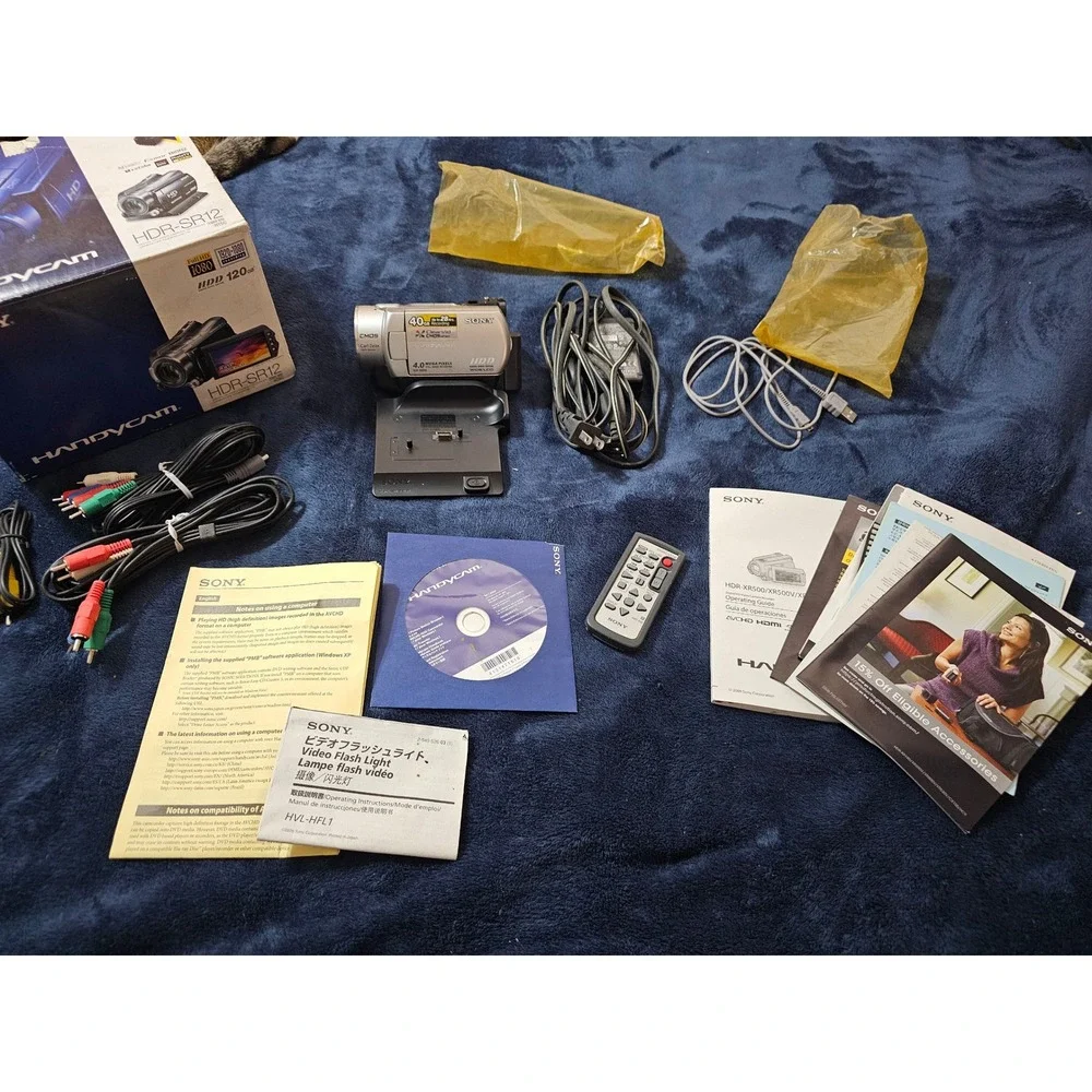 Sony Handycam HDR-SR12 120GB HD Camcorder Bundle Carl Zeiss Lens AS IS READ